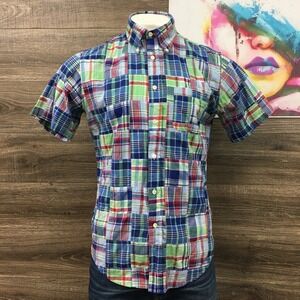 Brooks Brothers Regent Fit Patchwork Madras Short Sleeve Shirt Mens Medium 1818